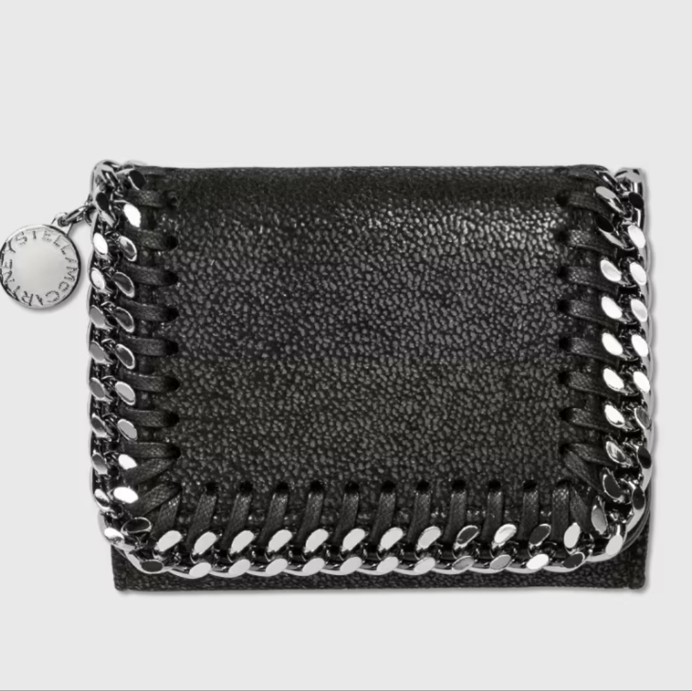 New Stella McCartney Black Falabella Tri-Fold  Wallet